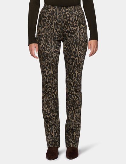 Leopard Denim Baby Bootcut Legging - Olive | Hue