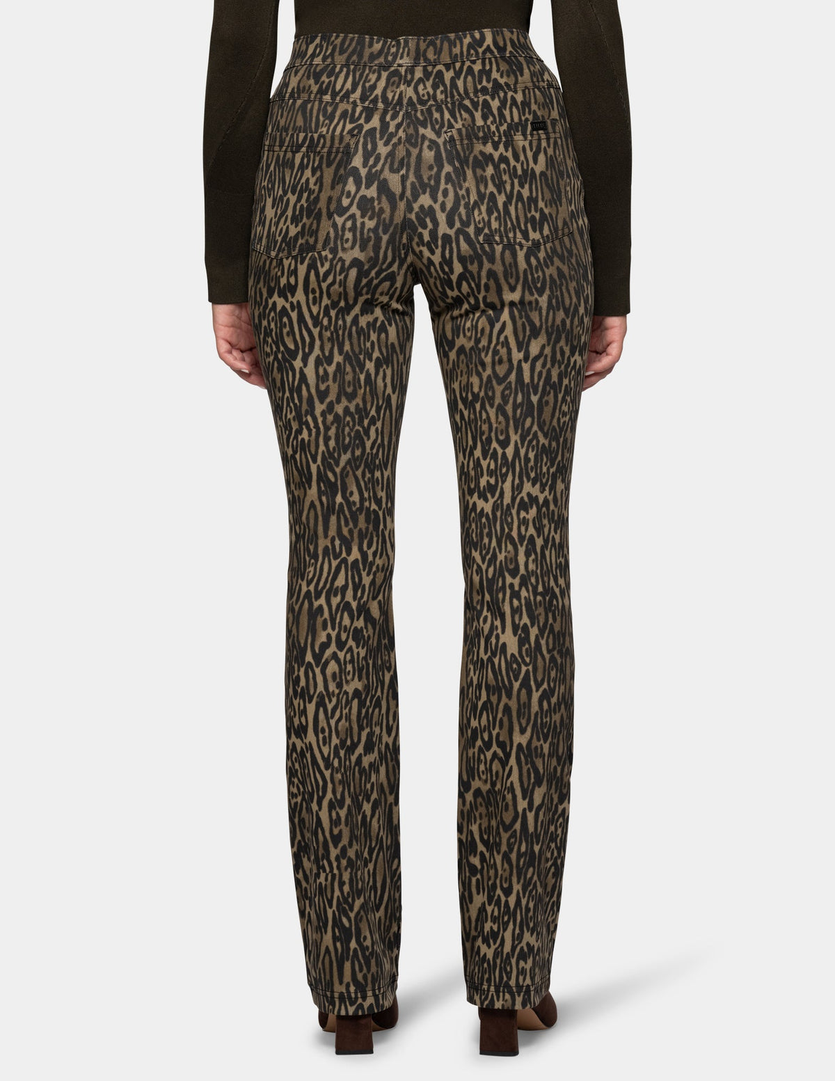 Leopard Denim Baby Bootcut Legging - Olive | Hue