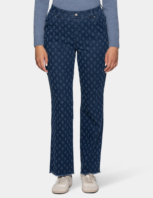 Textured Denim Straight Leg Legging - Medium Wash | Hue