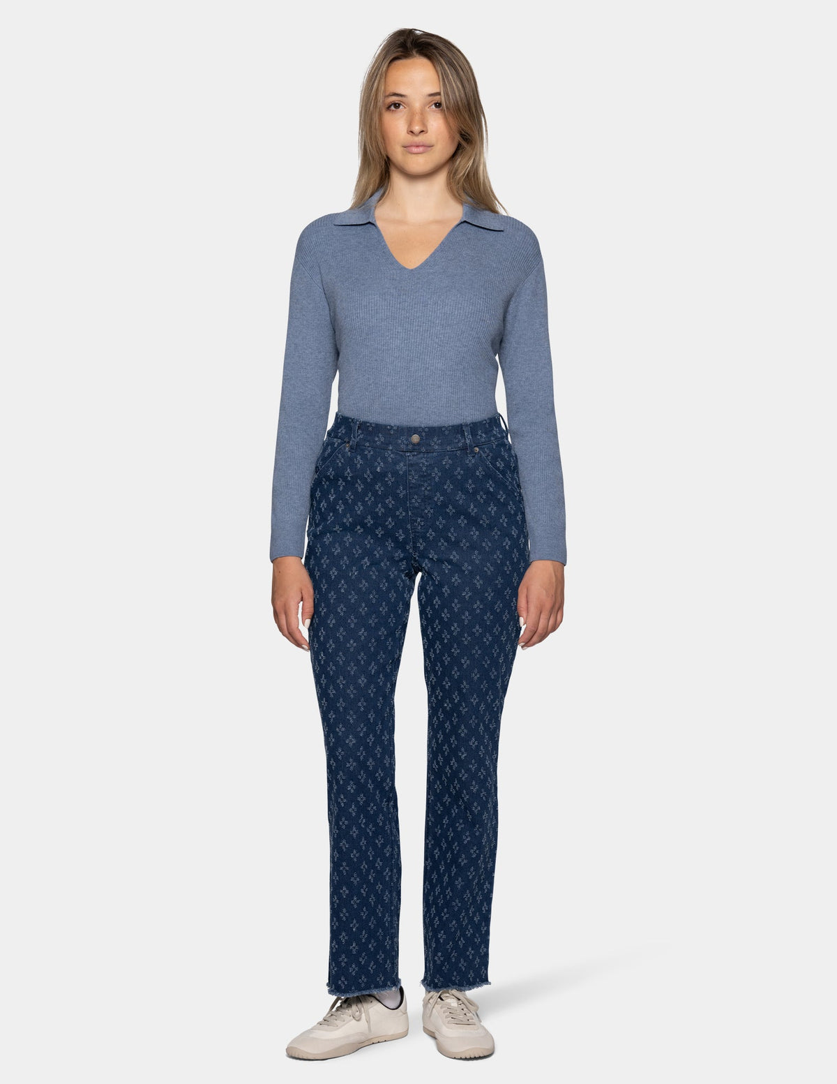 Textured Denim Straight Leg Legging - Medium Wash | Hue