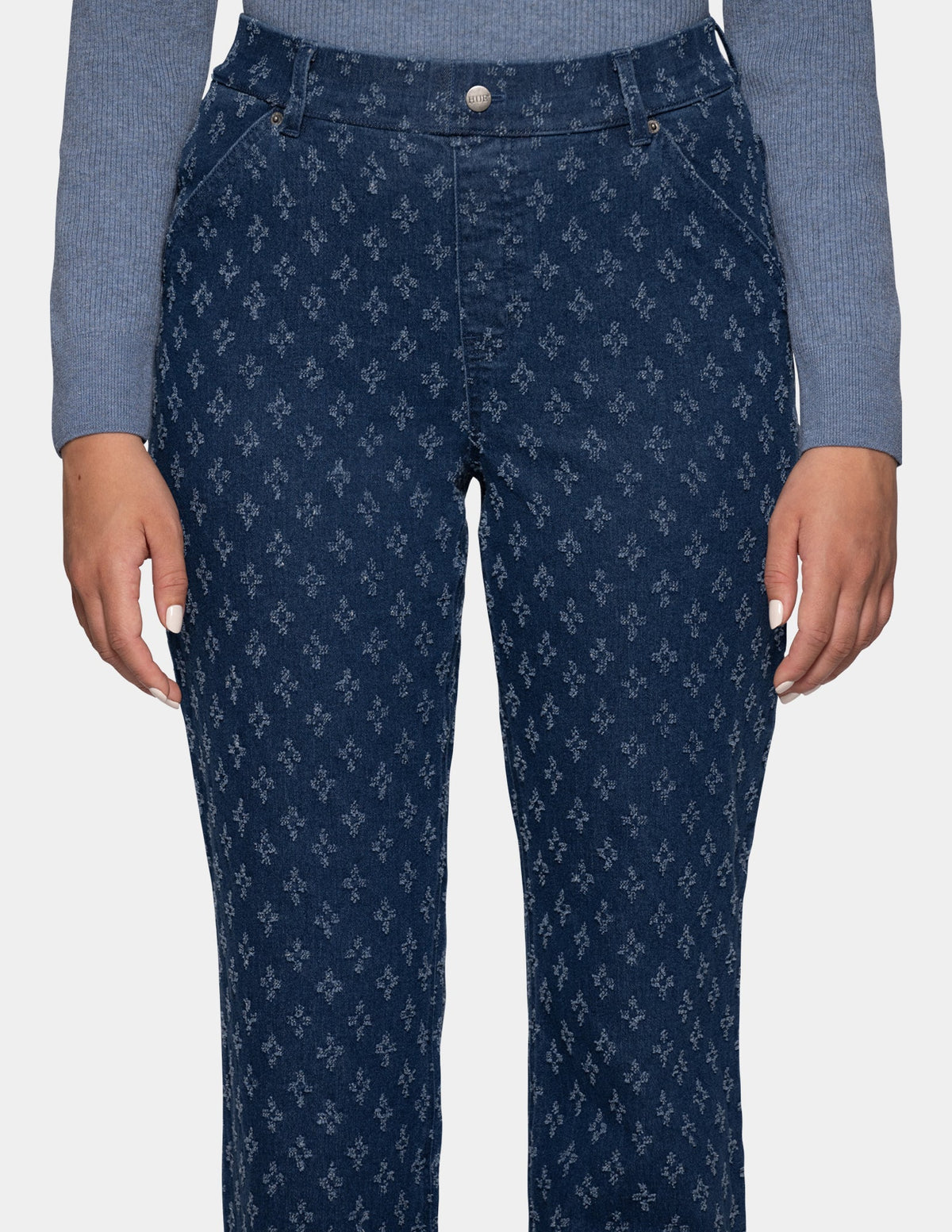 Textured Denim Straight Leg Legging - Medium Wash | Hue