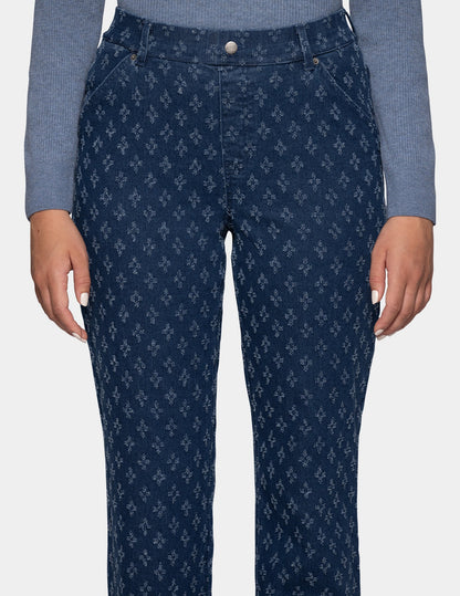 Textured Denim Straight Leg Legging - Medium Wash | Hue
