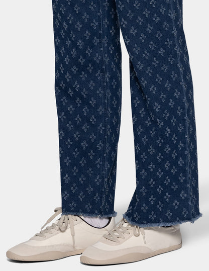 Textured Denim Straight Leg Legging - Medium Wash | Hue