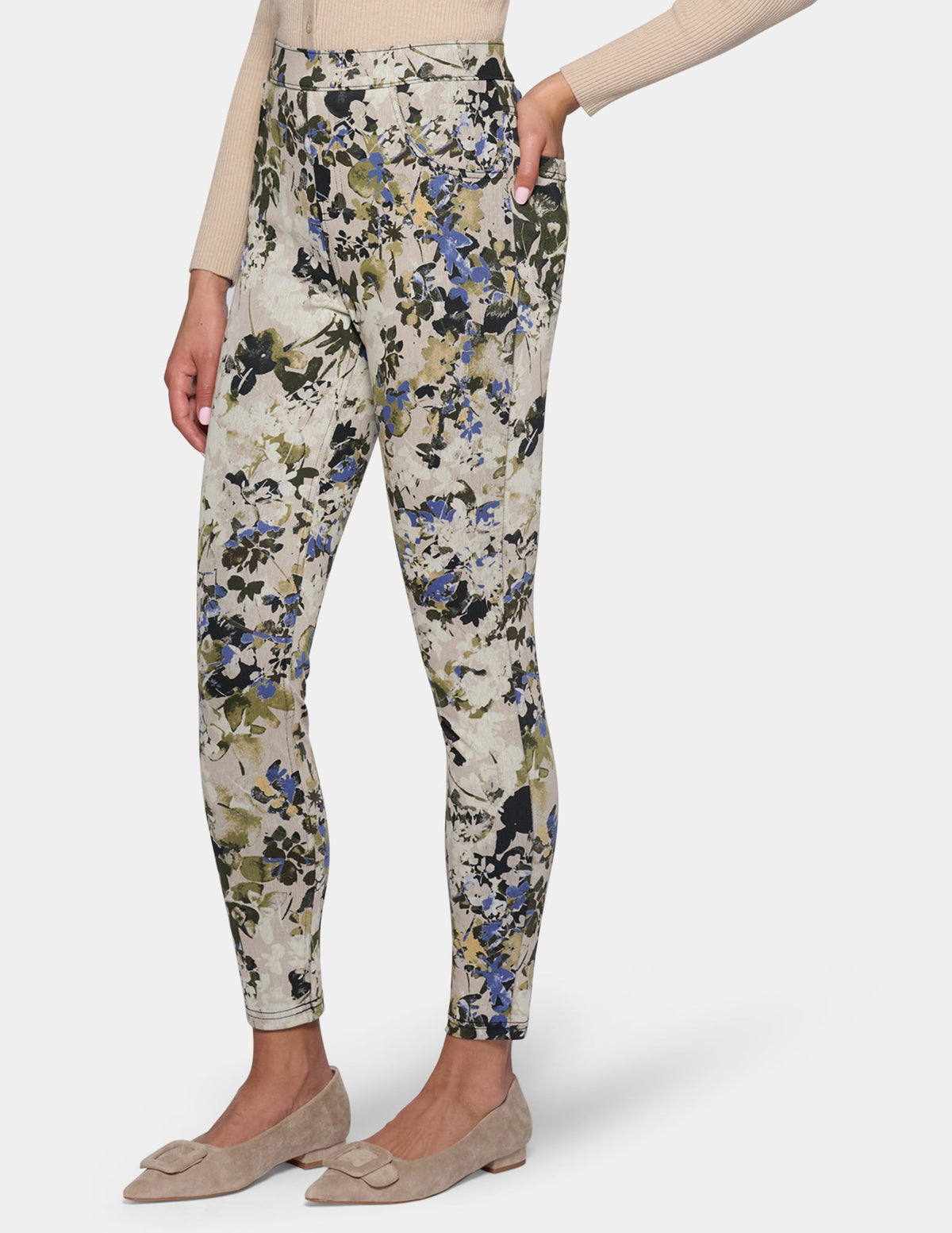 Fall Blossom Denim Legging - Ivory Multi | Hue