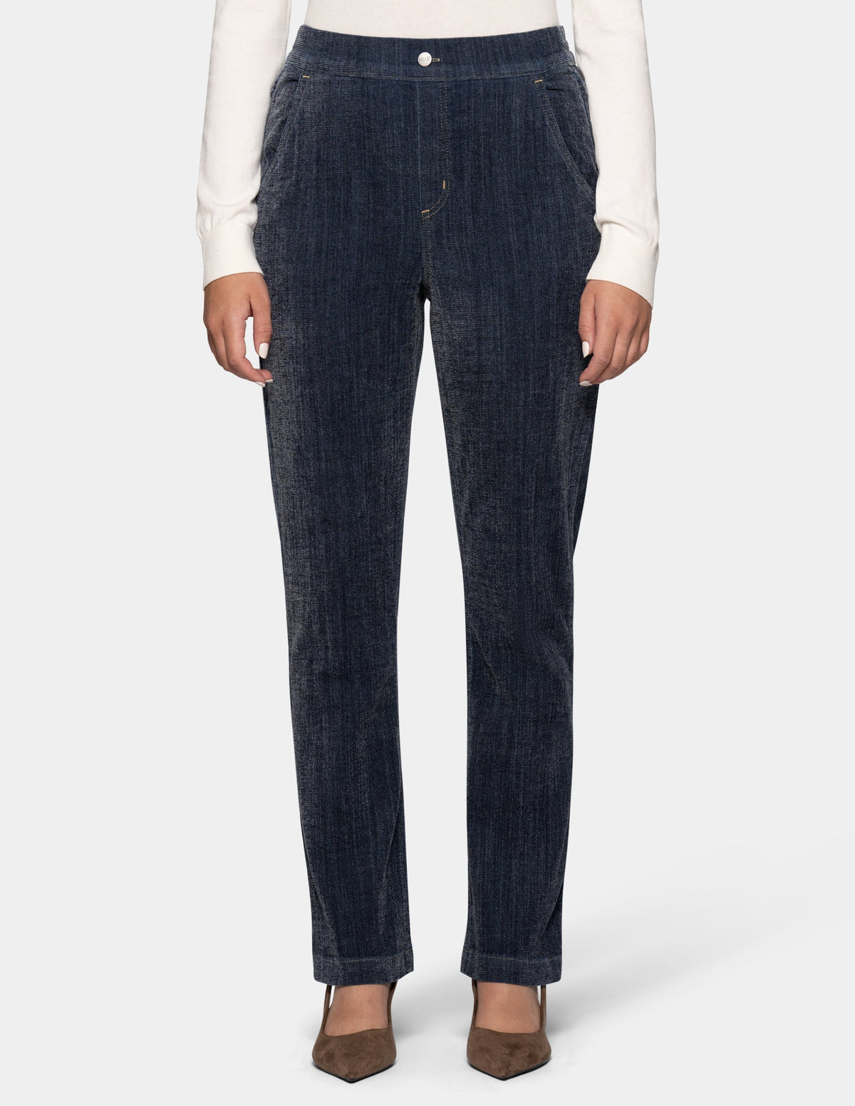Hi-Rise Chenille Denim Pant - Dark Denim | Hue