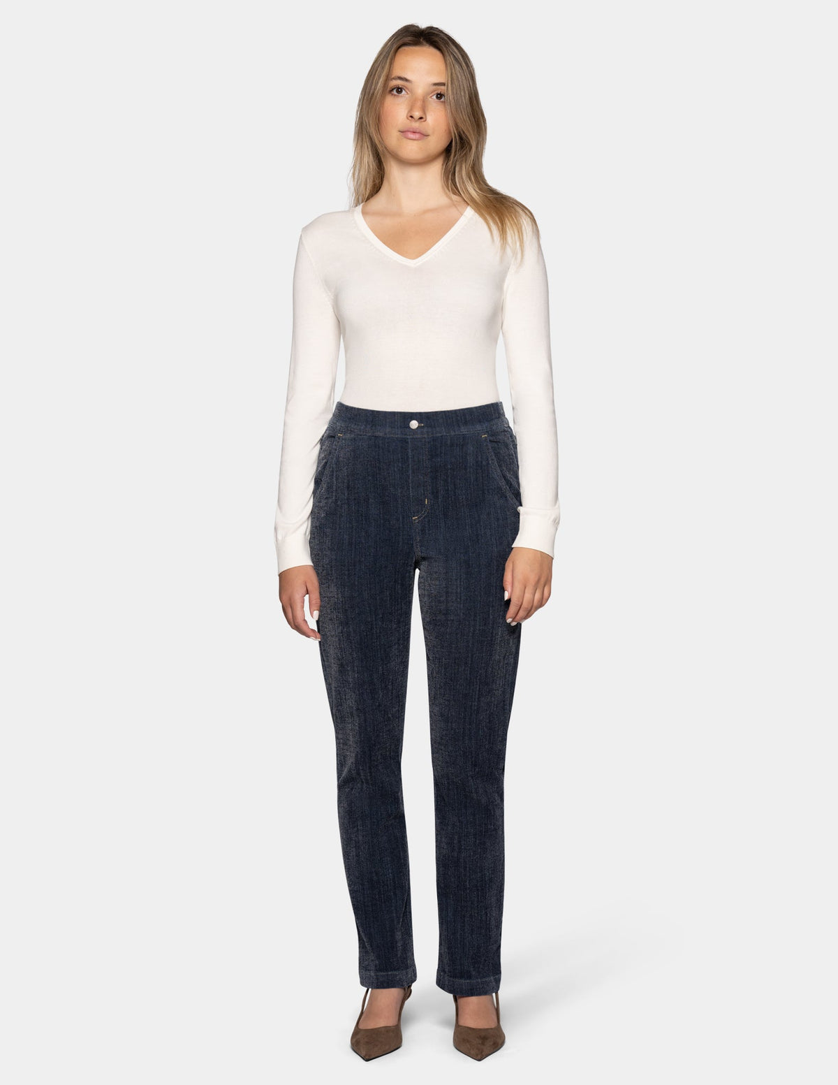 Hi-Rise Chenille Denim Pant - Dark Denim | Hue