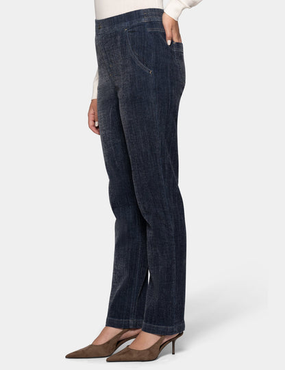 Hi-Rise Chenille Denim Pant - Dark Denim | Hue