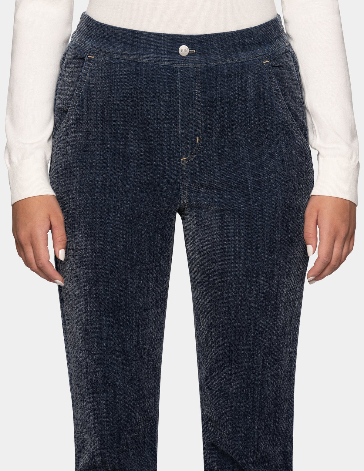 Hi-Rise Chenille Denim Pant - Dark Denim | Hue