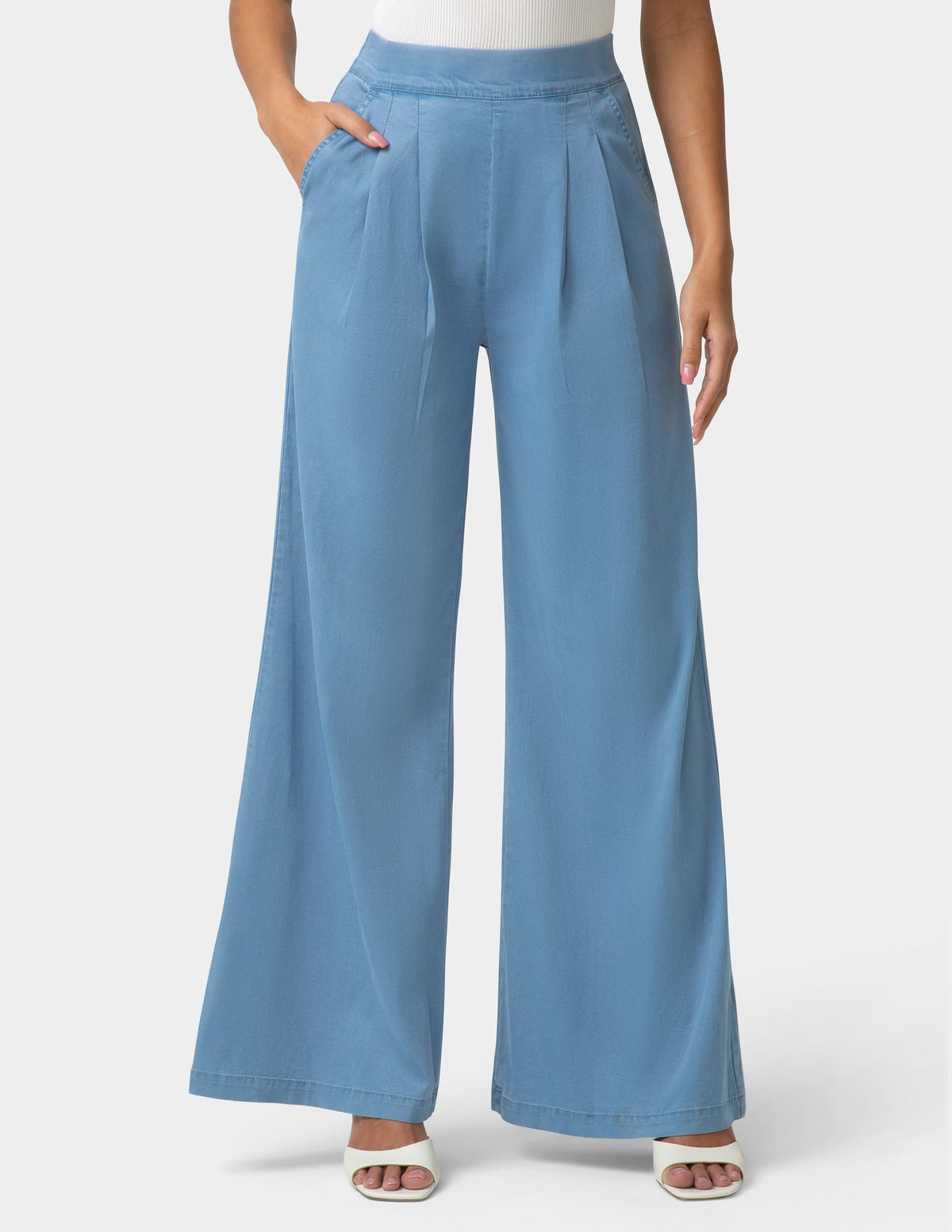 Fluid Denim Palazzo Pant - Chambray Wash | Hue
