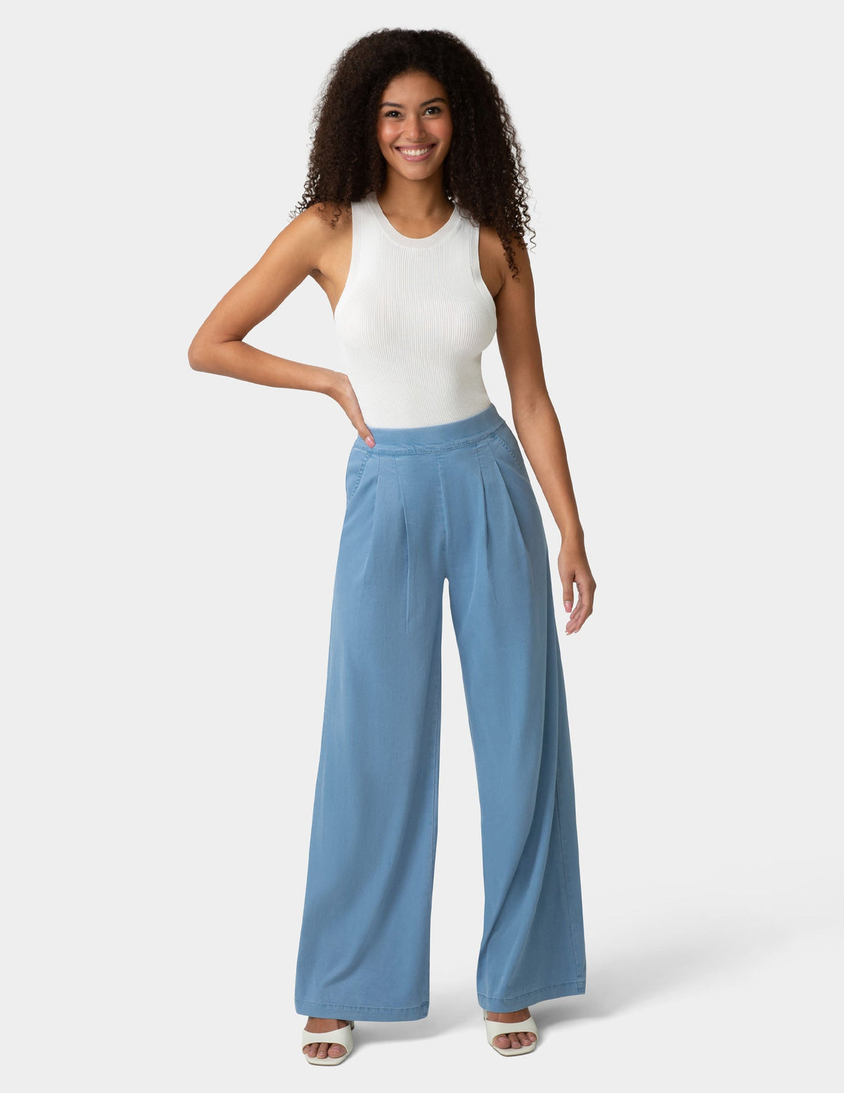 Fluid Denim Palazzo Pant - Chambray Wash | Hue