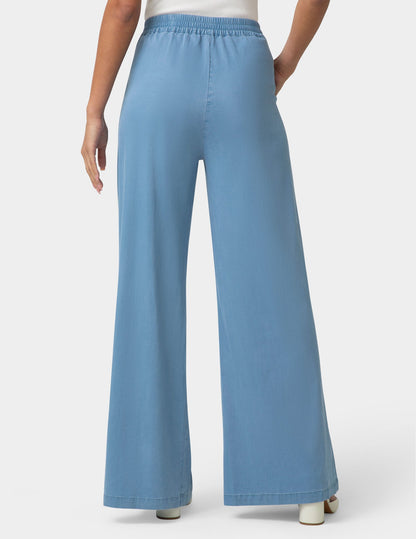 Fluid Denim Palazzo Pant - Chambray Wash | Hue