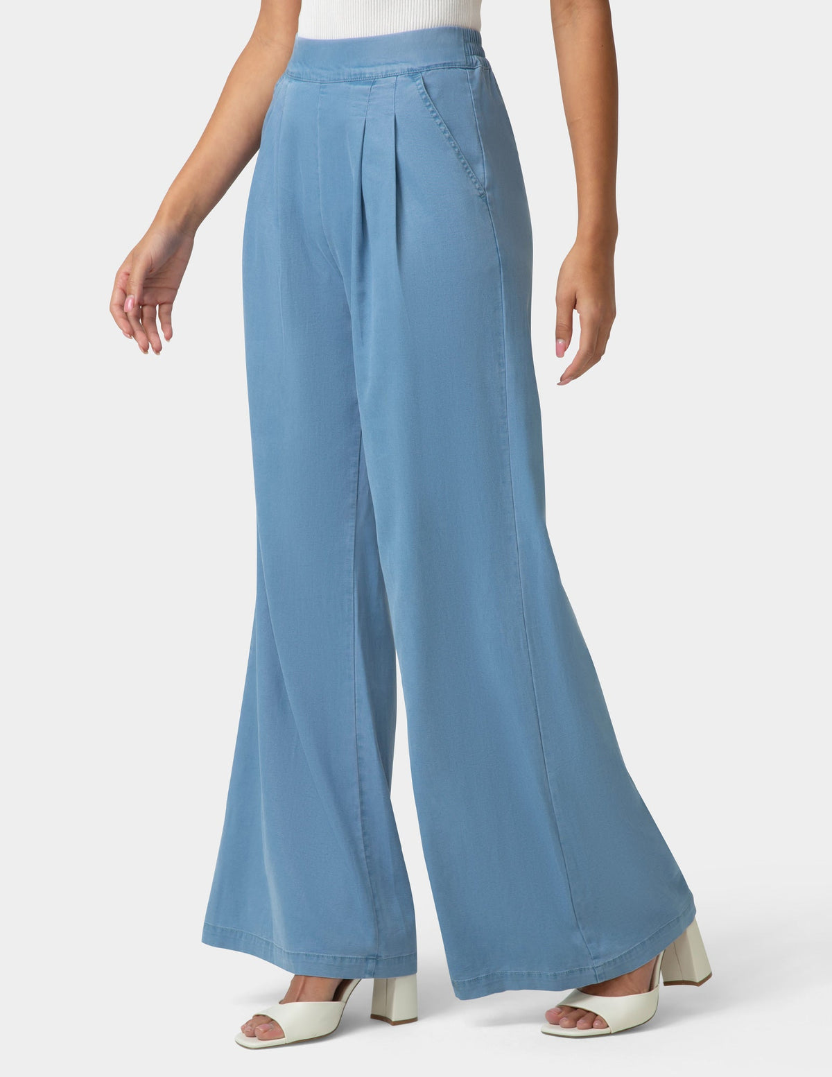 Fluid Denim Palazzo Pant - Chambray Wash | Hue