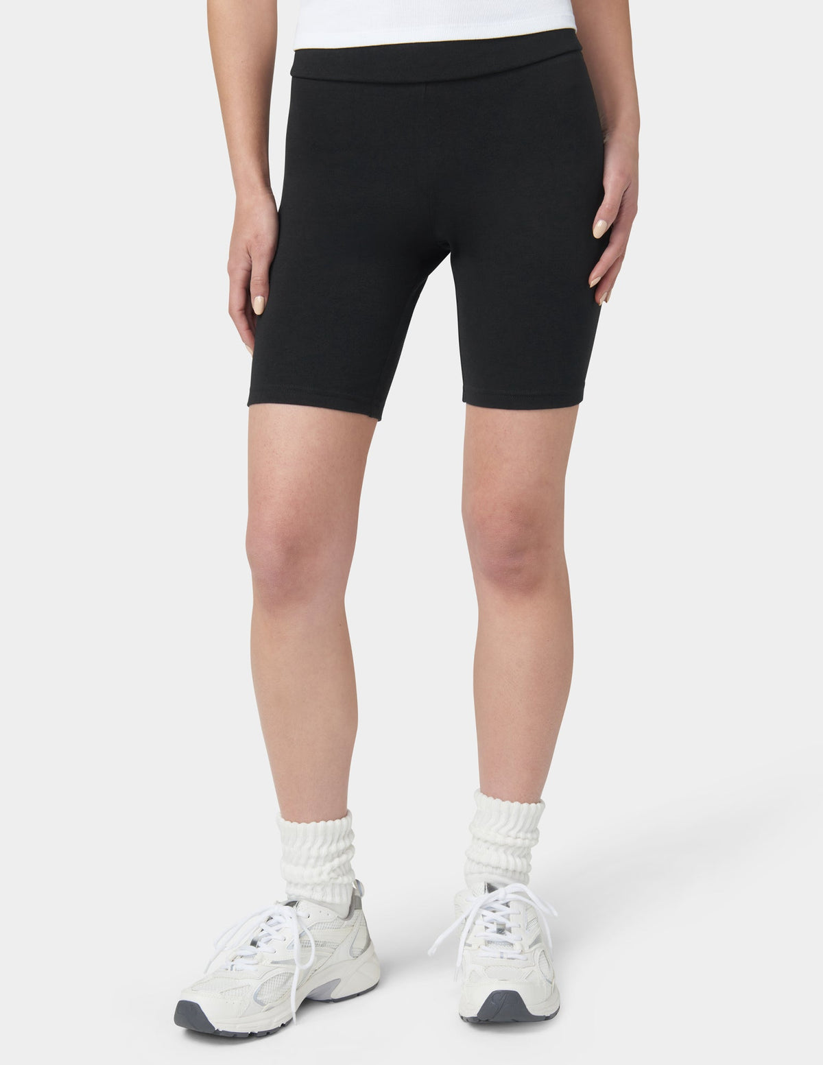 Hi Waist Blackout Cotton Bike Shorts - Black | Hue