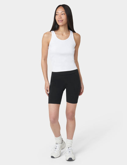 Hi Waist Blackout Cotton Bike Shorts - Black | Hue