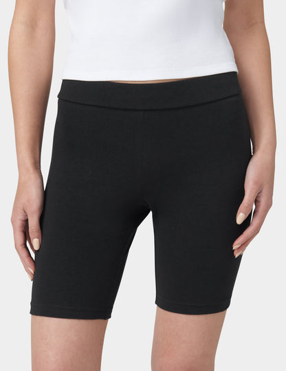 Hi Waist Blackout Cotton Bike Shorts - Black | Hue