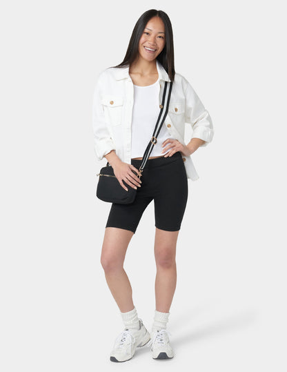 Hi Waist Blackout Cotton Bike Shorts - Black | Hue
