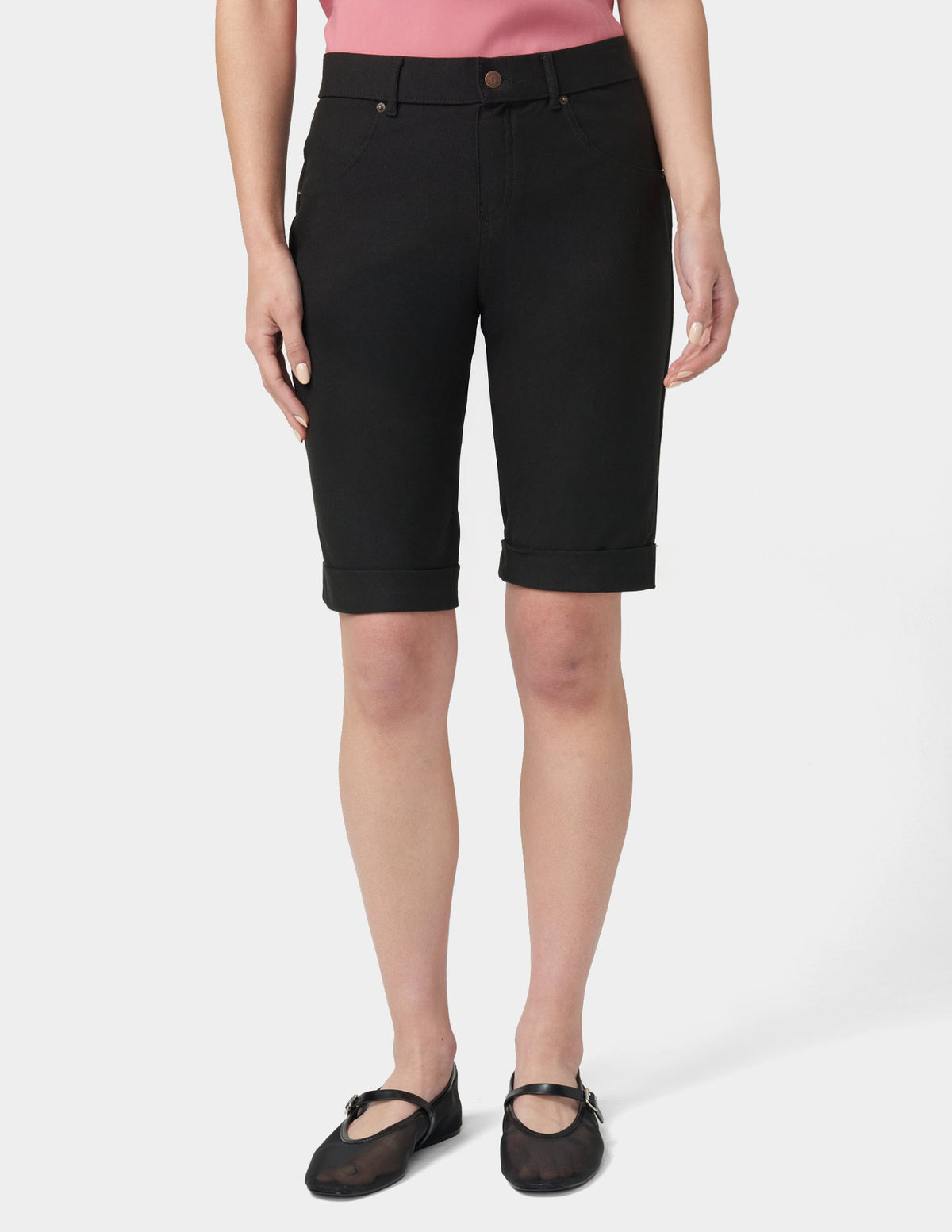 Cuffed Essential Denim Short - Black | Hue