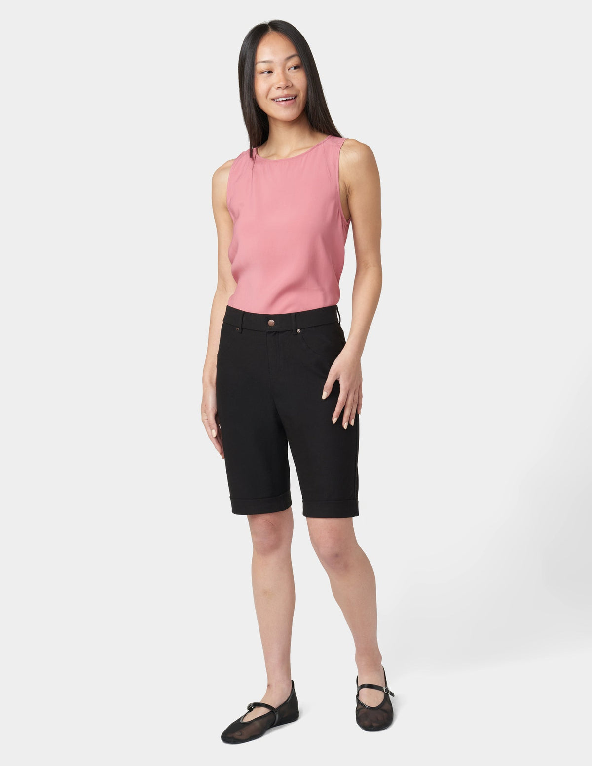 Cuffed Essential Denim Short - Black | Hue