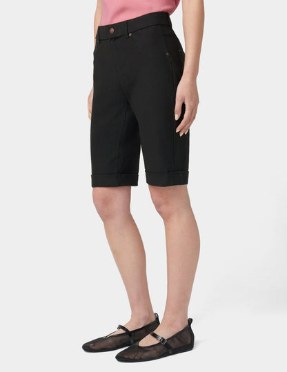 Cuffed Essential Denim Short - Black | Hue