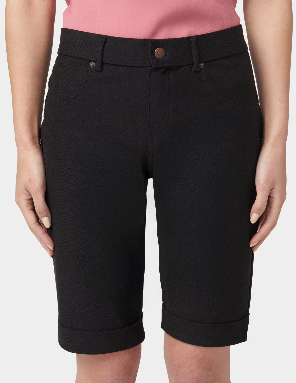 Cuffed Essential Denim Short - Black | Hue