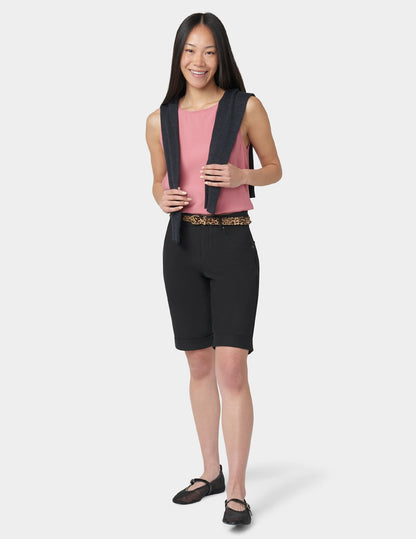 Cuffed Essential Denim Short - Black | Hue
