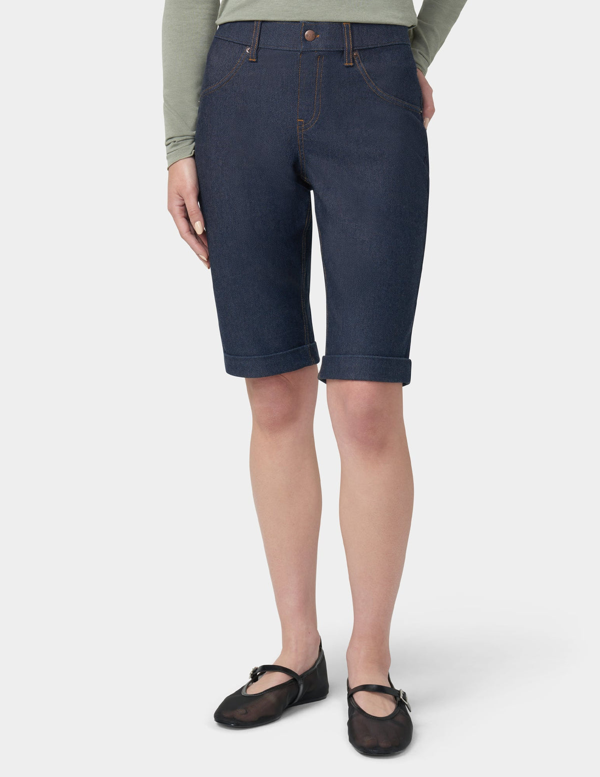 Cuffed Essential Denim Short - Deep Indigo Wash | Hue