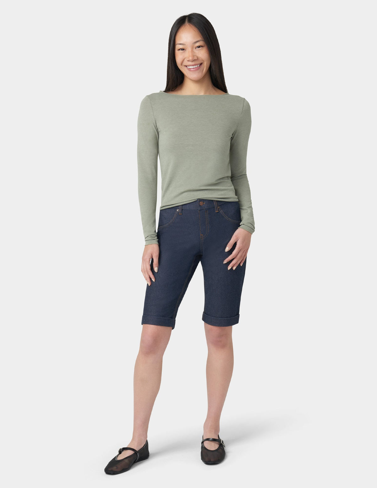 Cuffed Essential Denim Short - Deep Indigo Wash | Hue
