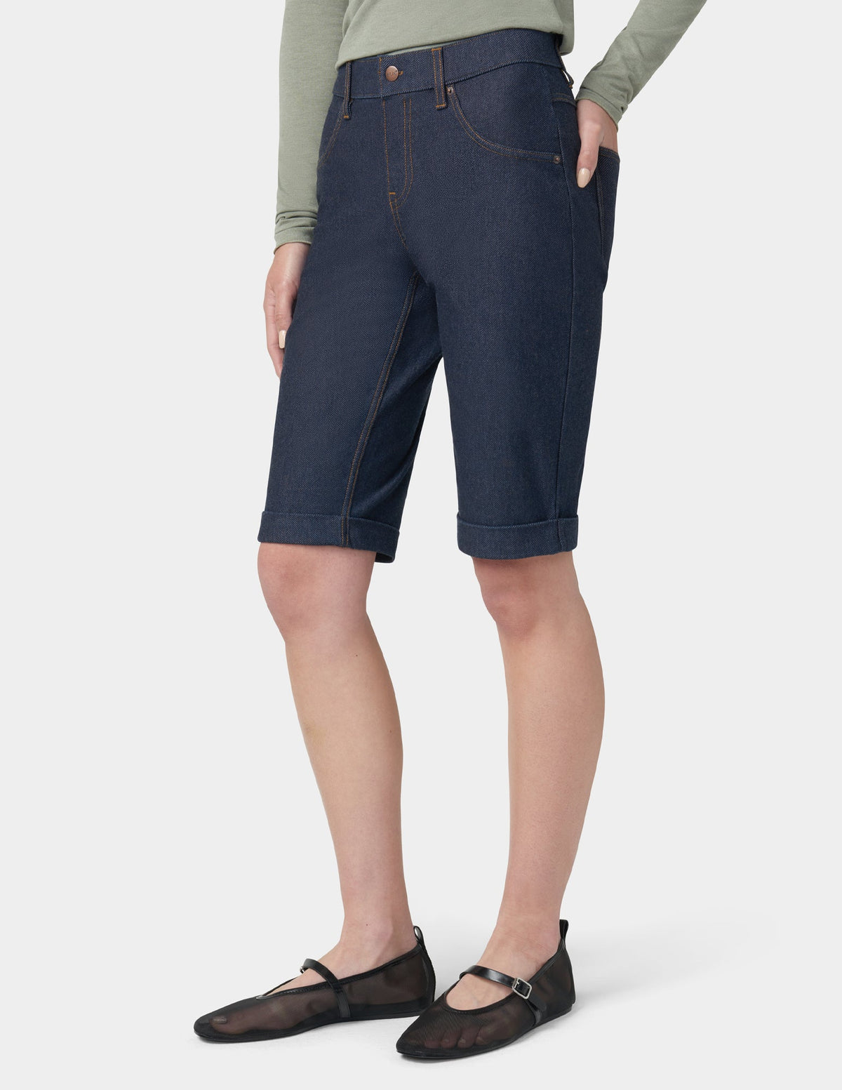 Cuffed Essential Denim Short - Deep Indigo Wash | Hue