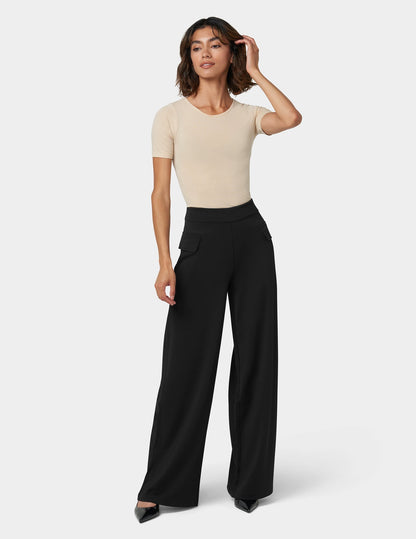 Ponte Wide Leg Pant - Black | Hue