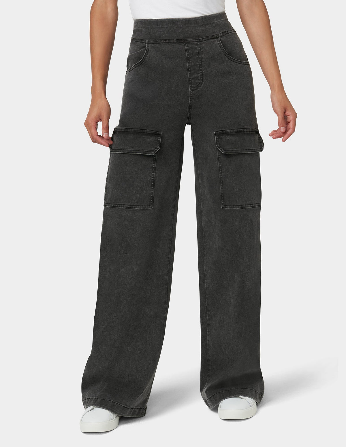 Wide Leg Denim Cargo - Charcoal Wash | Hue