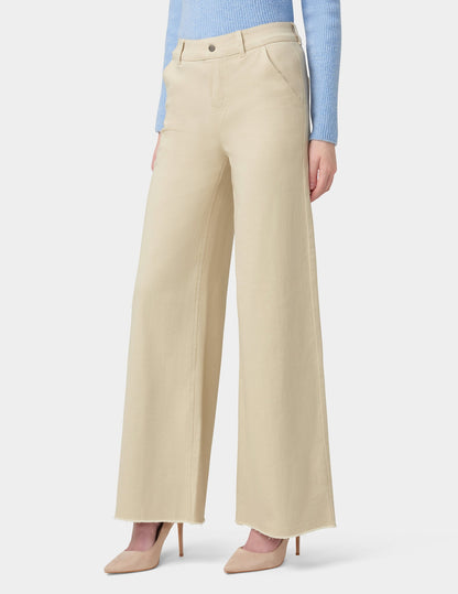 Frayed Edge Wide Leg Denim - Ecru | Hue