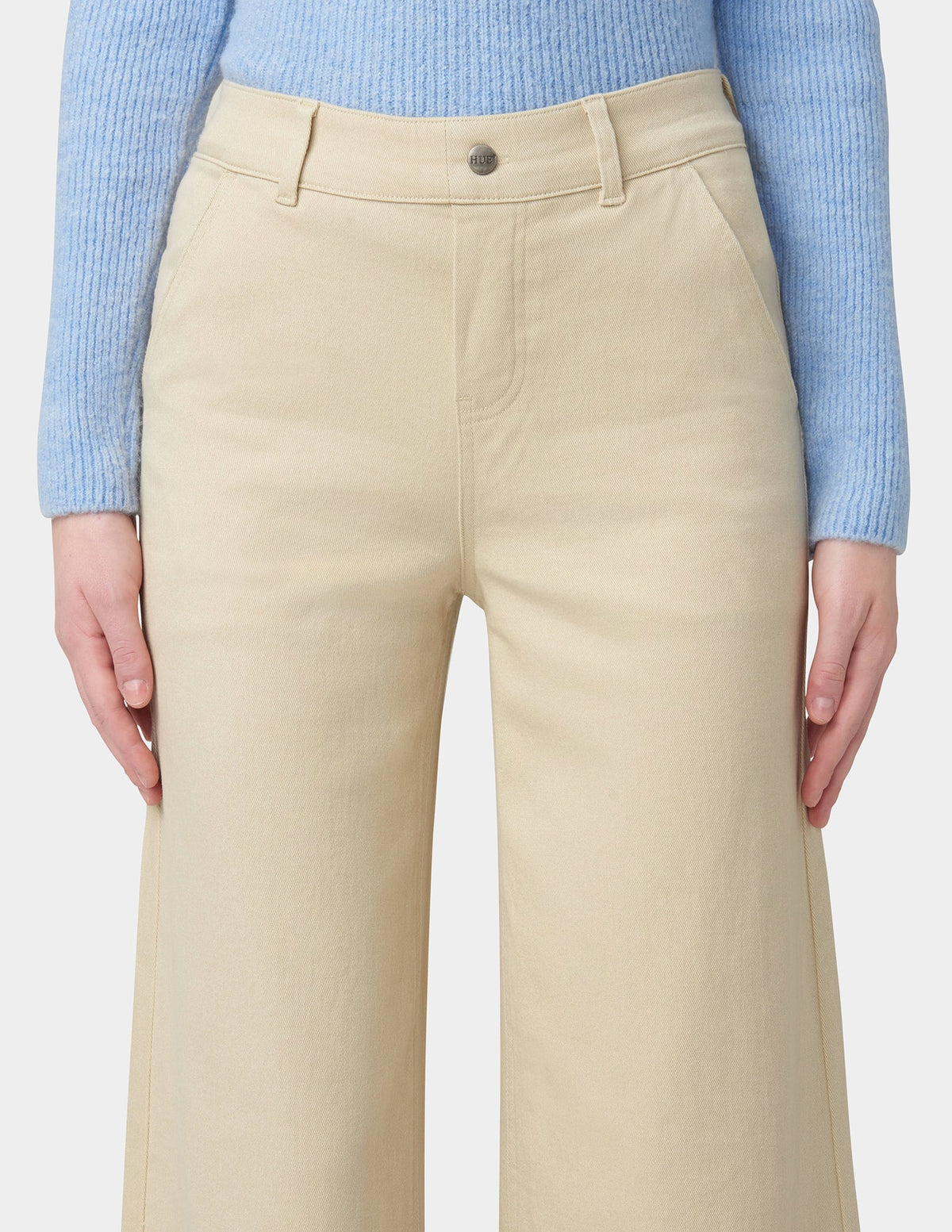 Frayed Edge Wide Leg Denim - Ecru | Hue