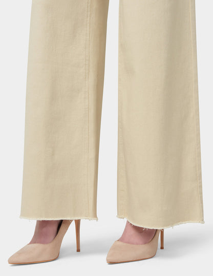 Frayed Edge Wide Leg Denim - Ecru | Hue