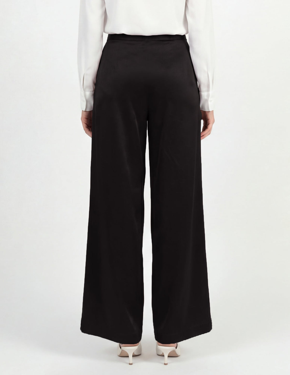 Satin Wide Leg Pant - Black | Hue