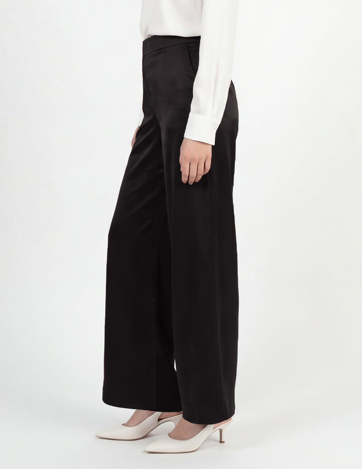 Satin Wide Leg Pant - Black | Hue