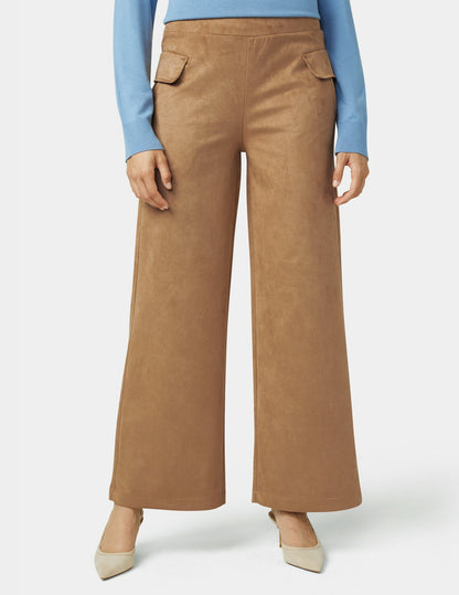 Suede Wide Leg Pant - Tobacco Brown | Hue