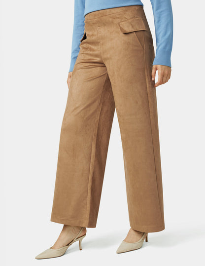 Suede Wide Leg Pant - Tobacco Brown | Hue