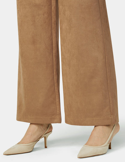 Suede Wide Leg Pant - Tobacco Brown | Hue