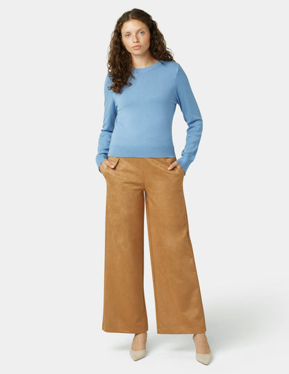 Suede Wide Leg Pant - Tobacco Brown | Hue
