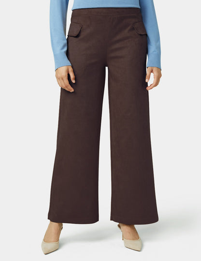 Suede Wide Leg Pant - Coffee Bean | Hue