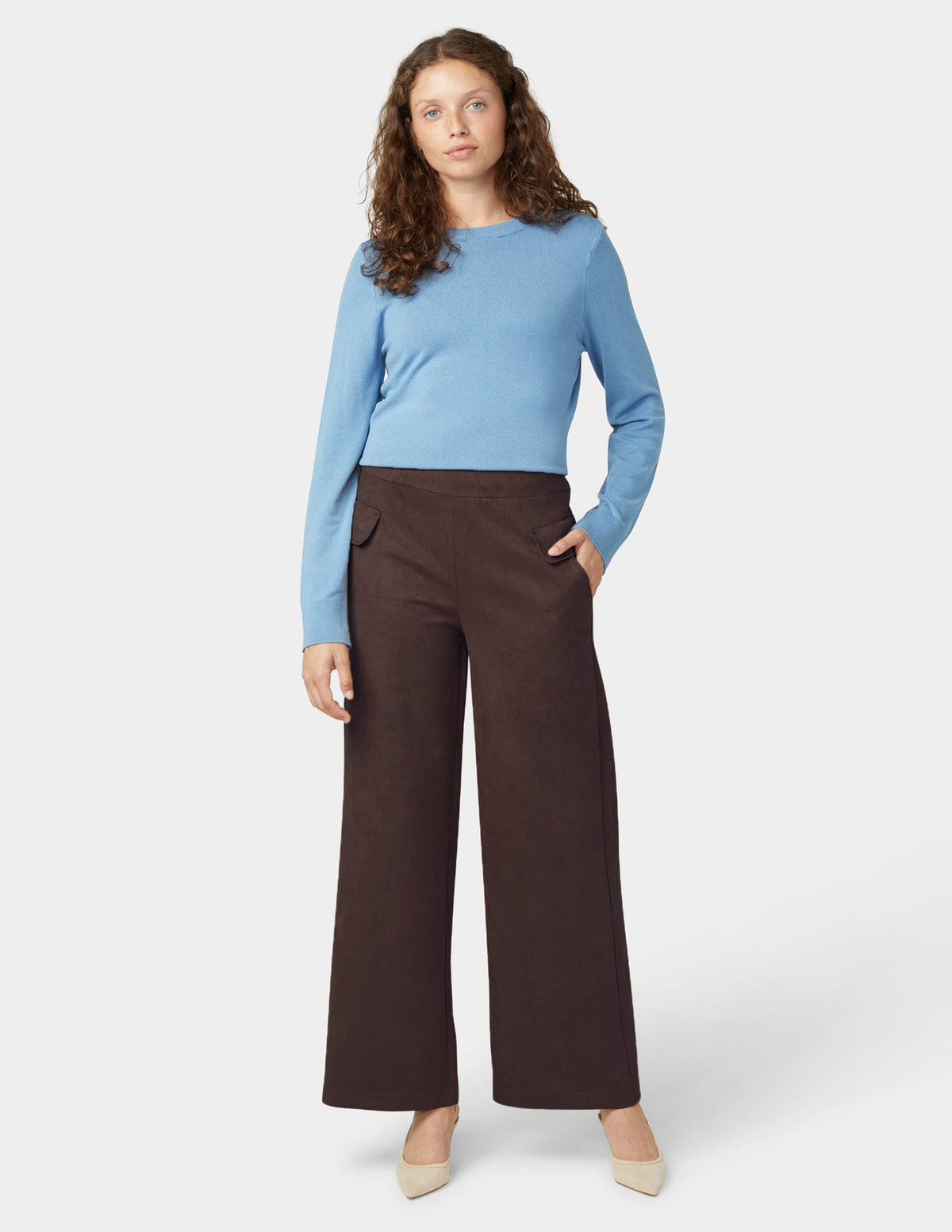 Suede Wide Leg Pant - Coffee Bean | Hue