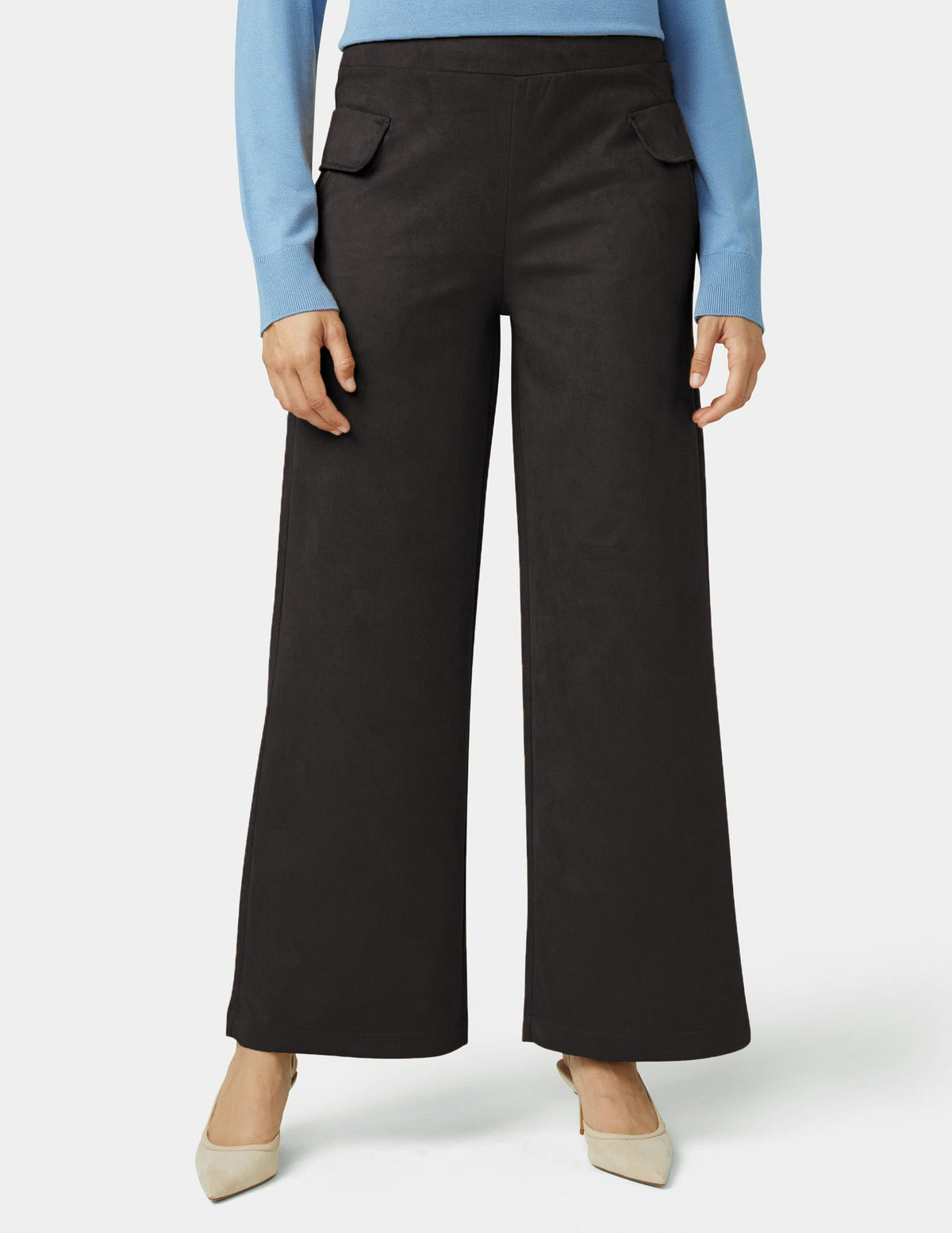 Suede Wide Leg Pant - Black | Hue