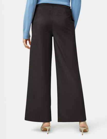 Suede Wide Leg Pant - Black | Hue