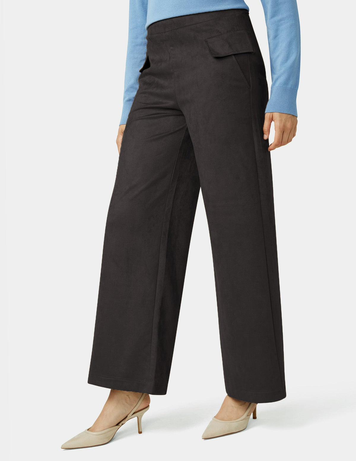 Suede Wide Leg Pant - Black | Hue