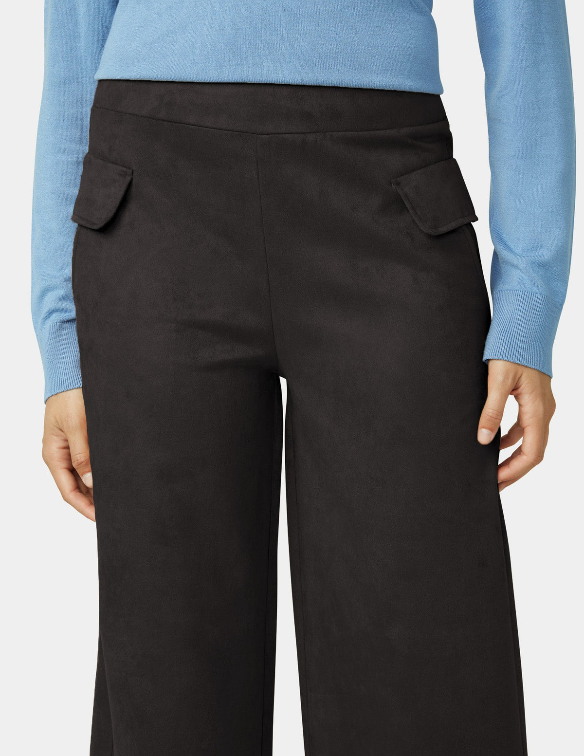 Suede Wide Leg Pant - Black | Hue
