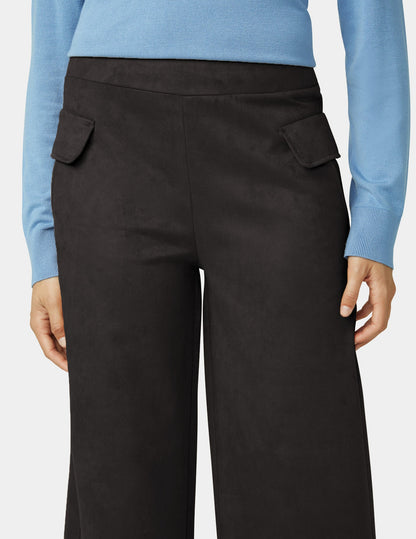 Suede Wide Leg Pant - Black | Hue