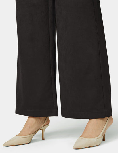 Suede Wide Leg Pant - Black | Hue
