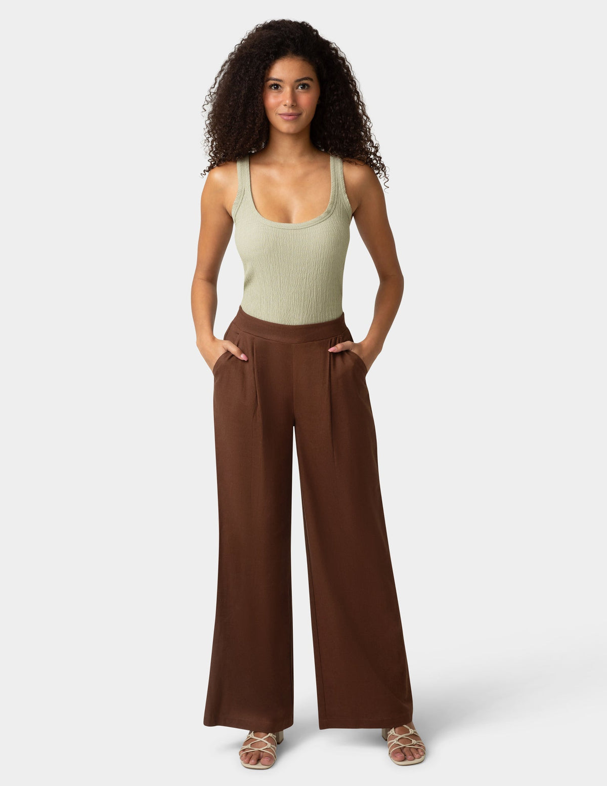 Coastal Linen Palazzo Pant - Shaved Chocolate | Hue