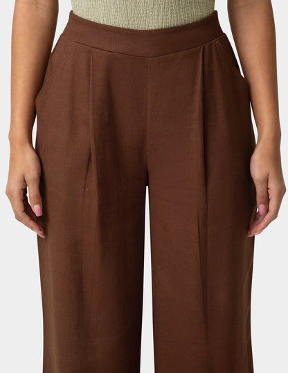 Coastal Linen Palazzo Pant - Shaved Chocolate | Hue