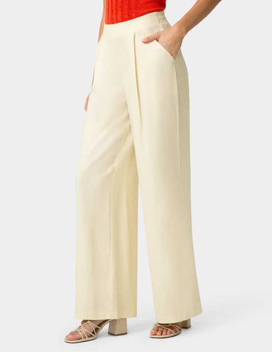 Coastal Linen Palazzo Pant - Ecru | Hue